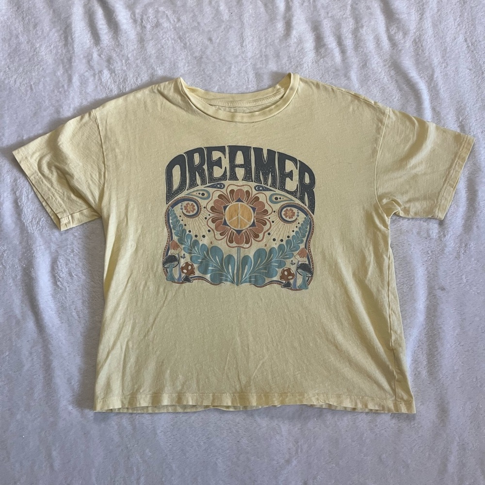American Eagle Light Yellow Cropped T-Shirt